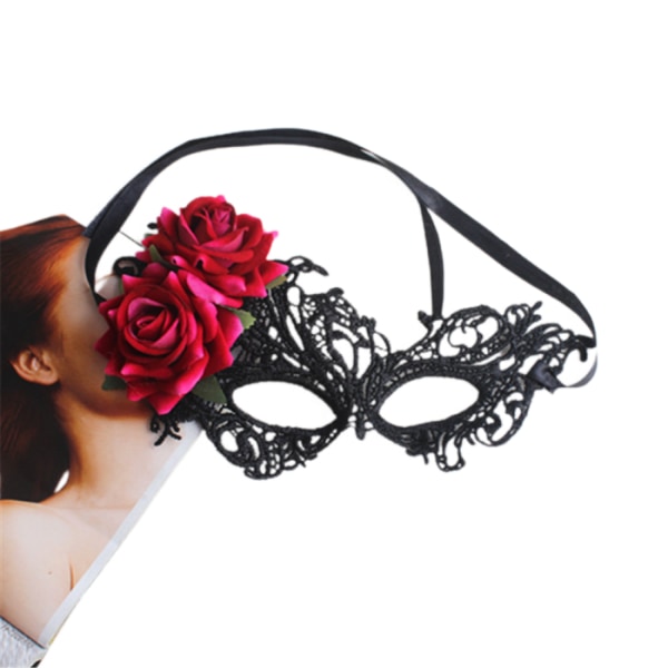 Kvinnor Rose Velvet Masquerade Mask Cosplay Party Supplies Festival --- Rose Red