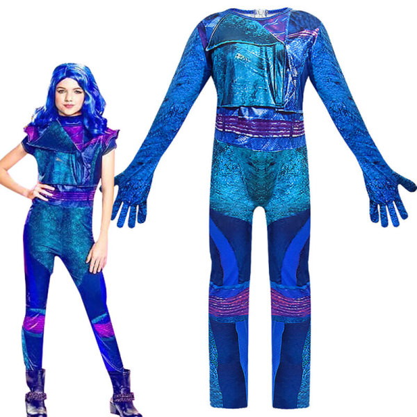 Descendants 3 Audrey Mal Cosplay Kostym Jumpsuit för tjej 9-10 Years Blue 11-12 Years