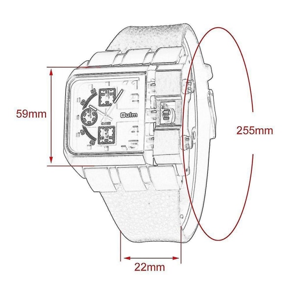 Oulm Män Man Unik Läderrem Fyrkantig Legering Case Quartz Watch