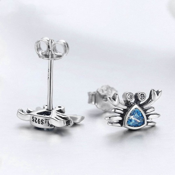 Silverplätering Söt havskrabba små blå örhängen för kvinnor mode örhängen smycken present