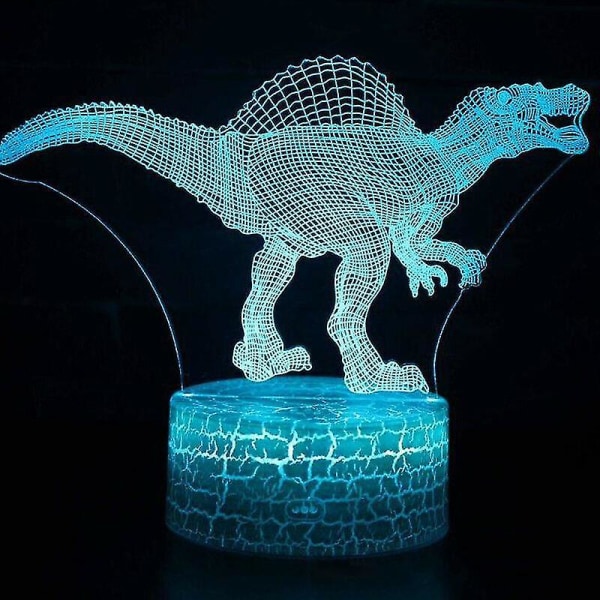 (Spinosaurus) Barn 3D Magisk Dinosaur Skrivbordslampa LED Nattljus Touch Control Dekor Presenter