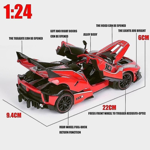 1:24 Ferrari FXX K EVO bilmodell Formgjuten legering Pojkar Leksaker Bilar Diecasts & Toy Supercar Samlarföremål