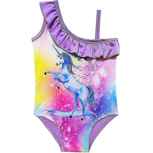 Kid Girl Baddräkt i ett stycke Baddräkt Unicorn Bikini Simbad Strandkläder Purple