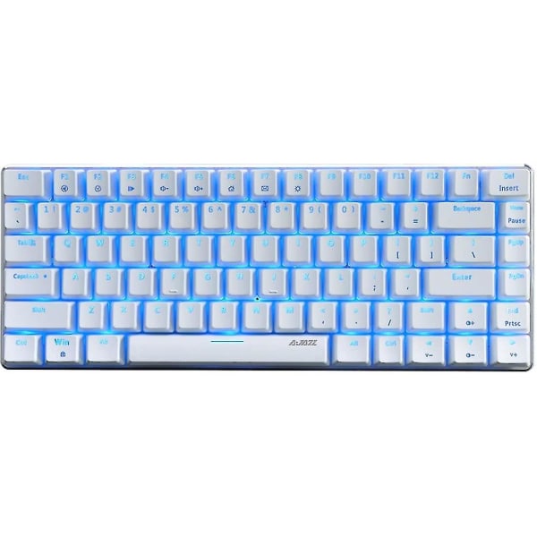 Ak33 Geek Mechanical Keyboard, 82 tangenters layout, blå switchar, blå LED-bakgrundsbelyst, aluminium bärbar Wi