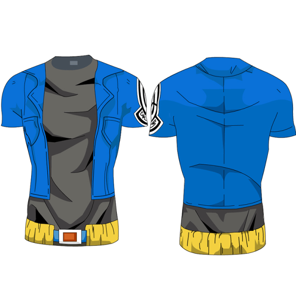 Herr 3D Dragon Ball Muscle T-shirt Trunks Cosplay kostym 3XL 4XL