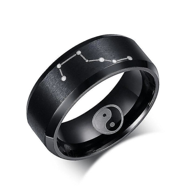 (USA storlek 11) Herr rostfritt stål Yin Yang Dipper Ring Svart 8mm