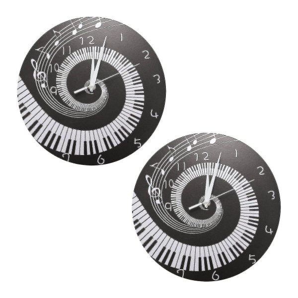 2x Piano Key Clock Musiknoter utan batteri Svart + Vit akryl a294 | Fyndiq