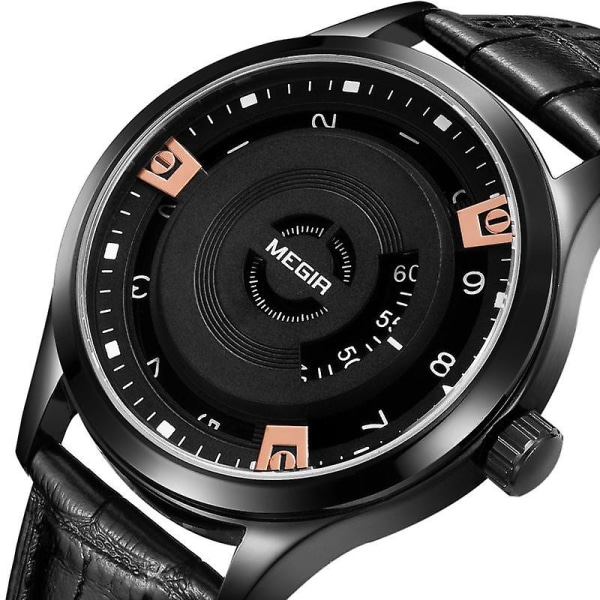 MEGIR MG1067 Mode Casual Män Kalender Funktion Läder Watch Band Quartz