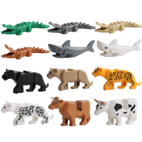 Djurserie Modellfigurer Stora byggstenar Djur Pedagogiska leksaker för barn Barn Presentkomp
