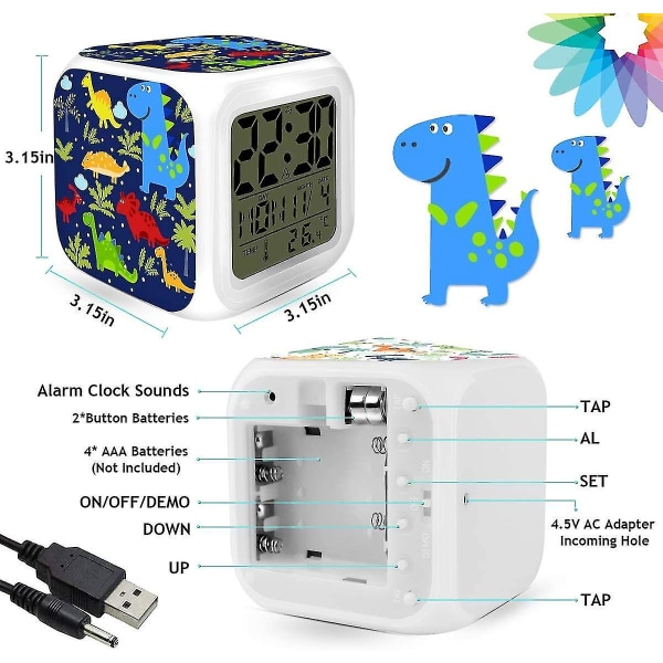 Väckarklocka för barn, pojkepresenter, digitala väckarklockor, led nattglödande kub LCD-klocka med ljus C