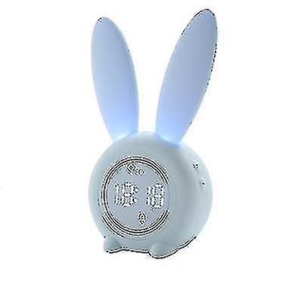 Magnetisk tidsinställd nattlampa med ljudsensor väckarklocka söt kaninform USB laddning（Blå）