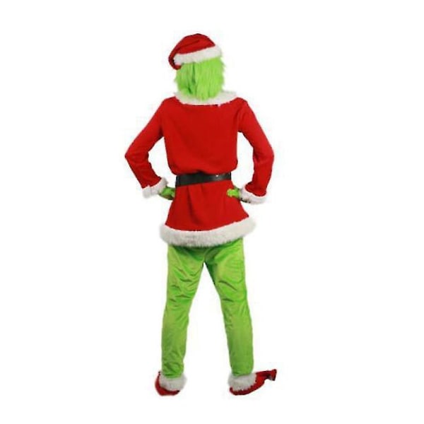 Grönt monster Tomtekostym Julkläder Grinch Kostym Mask Huvudbonadsfest