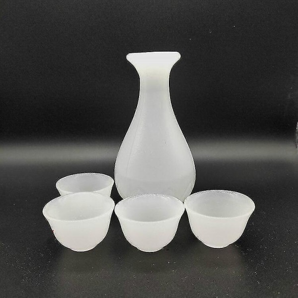 5 st Glas Jade Vinkopp Vit Keramik Set|Gammaldags glas