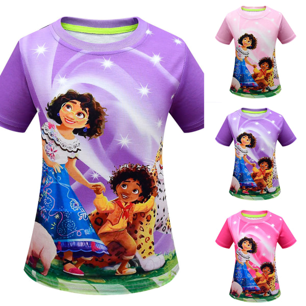 Encanto Mirabel T-shirt Cosplay Girls Kortärmade T-shirts Pink 3-4 Years Purple 3-4 Years