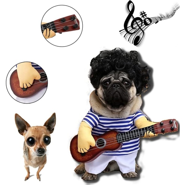 Pet Gitarr Kostym Hund Kostymer Katt Halloween Jul Cosplay L M