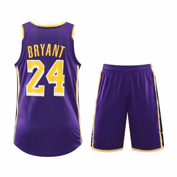 #24 Kobe Bryant Basketball Kit Lakers ungdomströja L