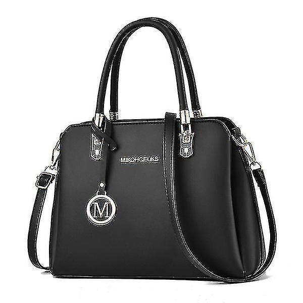 Mode ny handväska för kvinnor Mammas väska Dam axelväska i läder med stor kapacitet (svart)