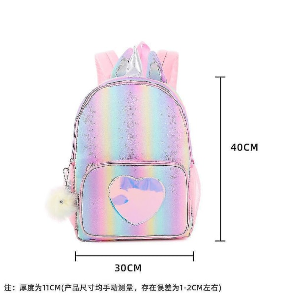 Enhörningsryggsäck för barn, regnbåge skolväska (rosa)