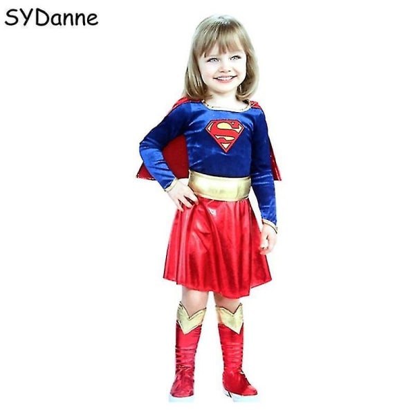 Vuxna Barn Superhjälte Cosplay Kostymer Super Girls Klänning Skoöverdrag Kostym Superwoman Klänning Kvinna Supe Adult dress