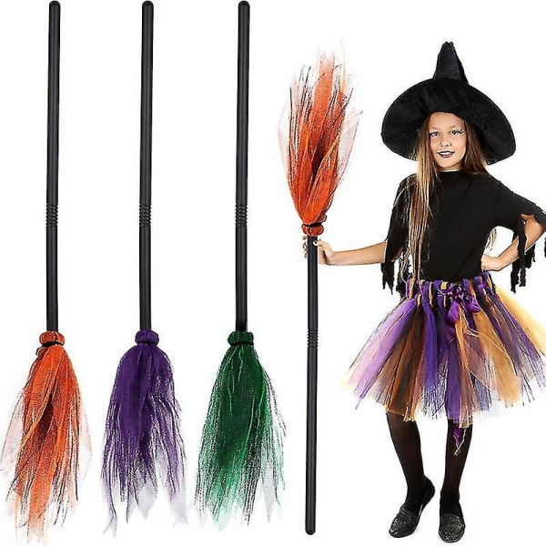 Halloween Party Witch Broom Kids Plast Cosplay Flying Broomstick Props för Masquerade Halloween Co