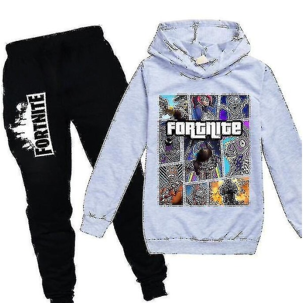 Barn Fortnite Långärmad Hoodie Byxor Kostym Pojkar Träningsoverall Sportswear Outfit_f