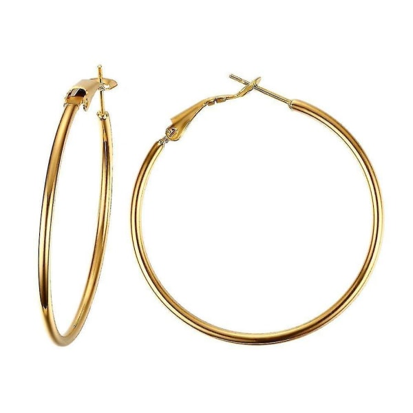 (Guld, 40 mm) Kvinnor i rostfritt stål Minimalistisk modebågeörhängen Slinga storlek 40-70 mm