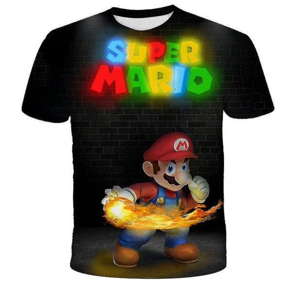 5-10 år Barn Pojkar Super Mario T-shirt sommarkortärmade toppar D