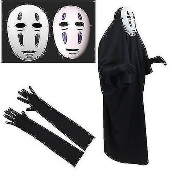 Spirited Away Kaonashi Ansiktslös No Face Man Kostym och mask Halloween _x purple kids XL mask adult M