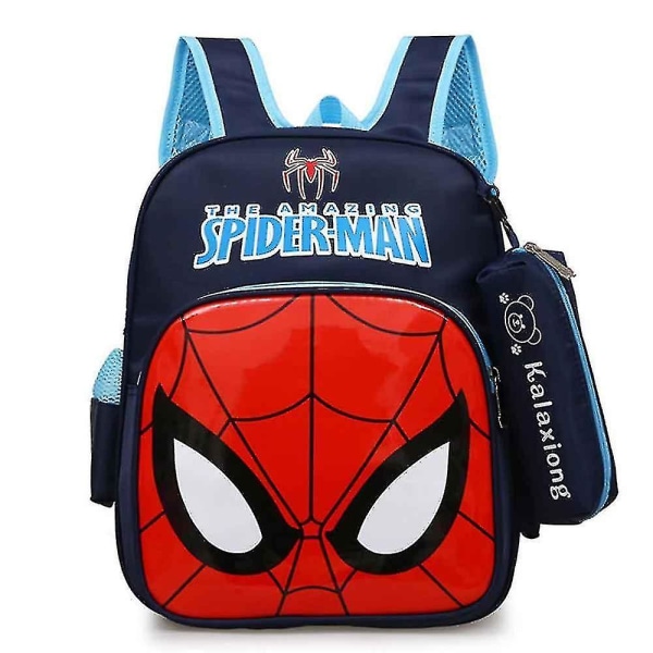 Spider-Man-ryggsäck med nylon, skolryggsäck, tecknad skolväska med avtagbar matchande penna