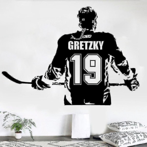 Sports Figur Ishockey Star 19 Gretzky Gym Vattentäta väggdekaler Väggmålningar 75x120cm