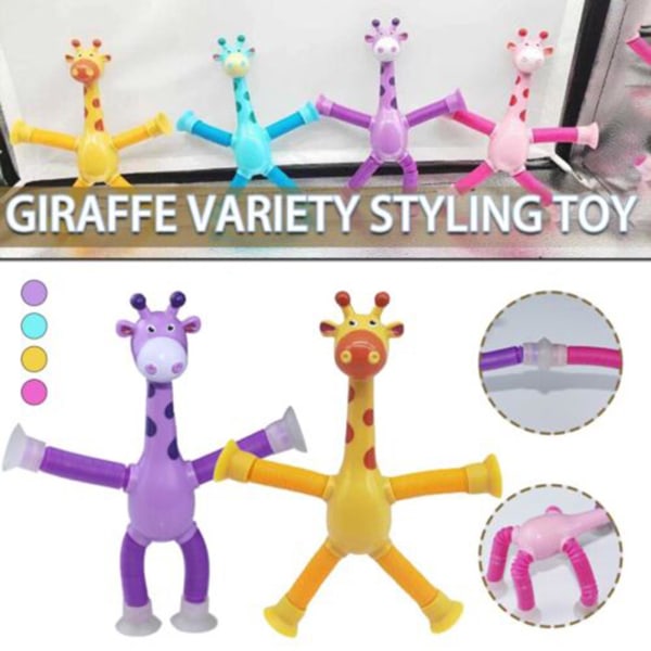 Teleskopisk sugkopp giraff leksak stretching leksak yellow blue