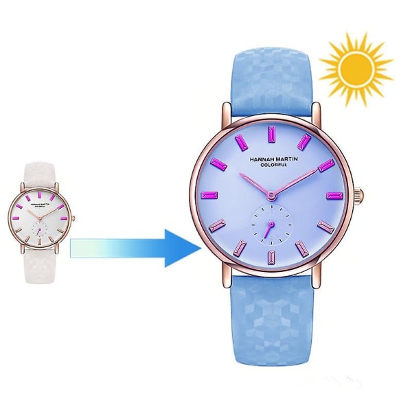 HANNAH MARTIN Solar UV-sensor Färgförändring Mode kvinnor Quartz Watch