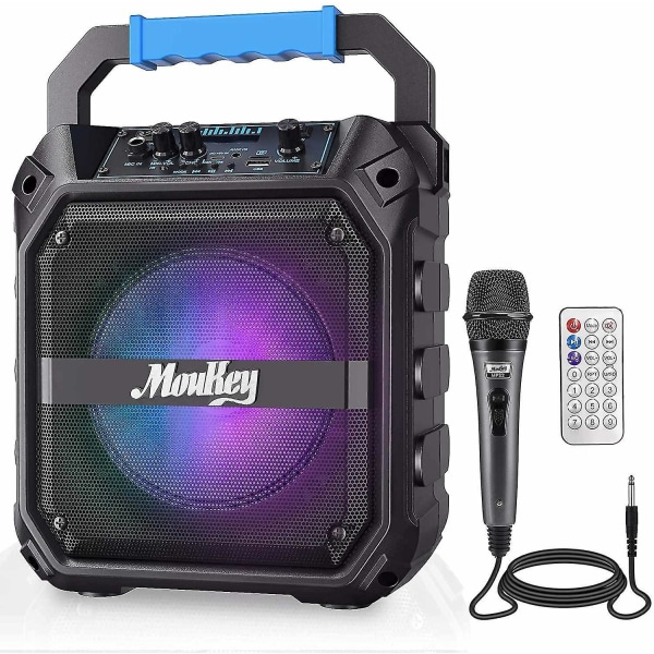 Wgthhk karaokemaskin, 6,5 bärbar mikrofon med lampor, Bluetooth mikrofonsystem med trådbunden mikrof
