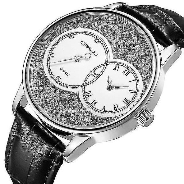 CRRJU 2133 Två urtavlor Display Watch Casual Style Läderrem Quartz W