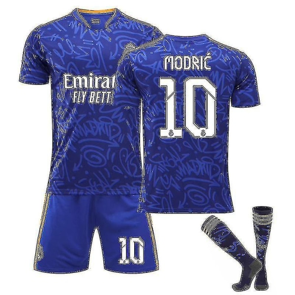 Real Madrid Borta Safirblå No.10 Modric tröja Fotbollströja Kostym barntröja Kids 16