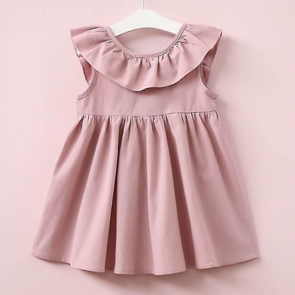 18 månader-6 år flickor ärmlös volanger rosett Princess Dress Pink