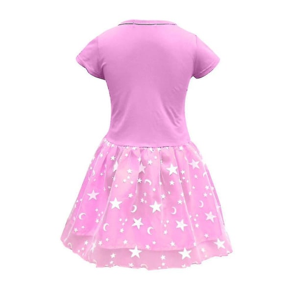Barn paljetter Unicorn Princess Dress Kortärmade A-line klänningar för 2-7 åriga tjejer Pink