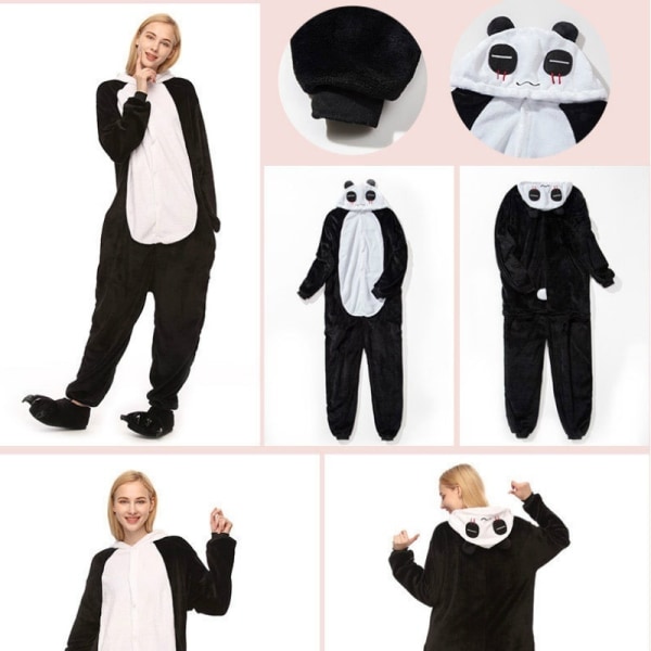 Fancy Cosplay Kostym Onesie Pyjamas Vuxen Nattkläder Panda L XL