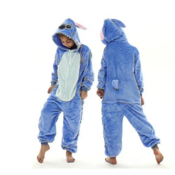 Stitch Kigurumi Barn Barn Pyjamas Vinter Flanell Varma sovkläder Pojkar Flickor Djur Onesies Jumpsu