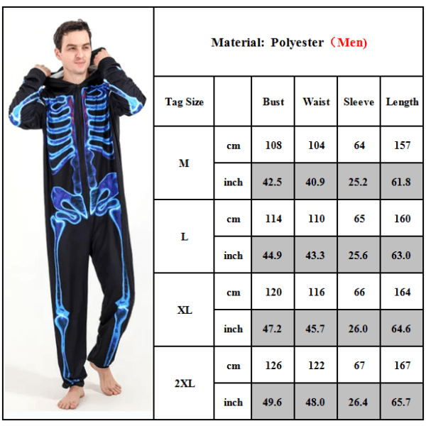 Halloween Skeleton Print Jumpsuit Förälder-Barn Cosplay kostym Mother XL child M