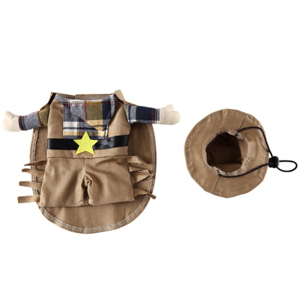 Halloween Husdjursdräkt Rolig Cosplay Katt Kläder Set Små medelstora raser Hund Rollspel Kostym Courier XL Cowboy M