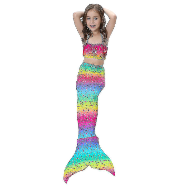 Barn Flickor Mermaid Tail Bikini Set Baddräkt Badkläder Simdräkt Multicolour