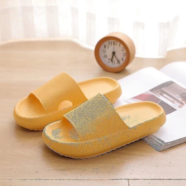 Halkfri Ultramjuka tofflor 4 cm Eva Flip Flop Athletic Sandal för sommarbadrum Yellow