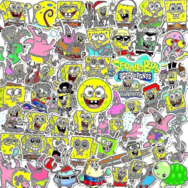 50 st Spongebob söta tecknade klistermärken Pvc vattentät dekal för barn