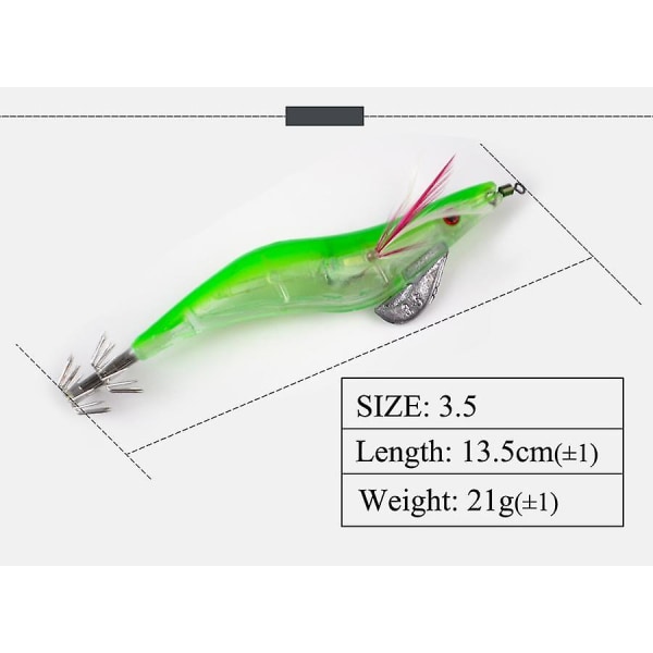 ZANLURE 3st 3,5 cm 21g 3D-ögon Lysande elektroniskt trä Räkdrag Bläckfisk Jigs Fiskedrag