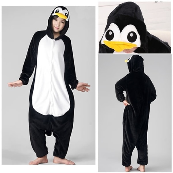 Fancy Cosplay Kostym Onesie Pyjamas Vuxen Nattkläder Pingvin M S