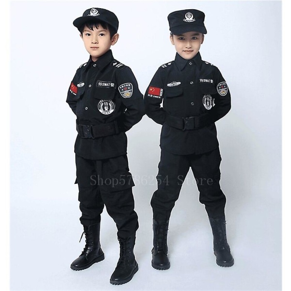 Barn Polis Uniform Poliser Cosplay kostym zy Height 130CM Height 160CM