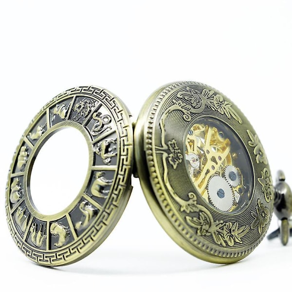 DEFFRUN Fashion Zodiac romerska siffror Macanical Pocket Watch Creative Pendant