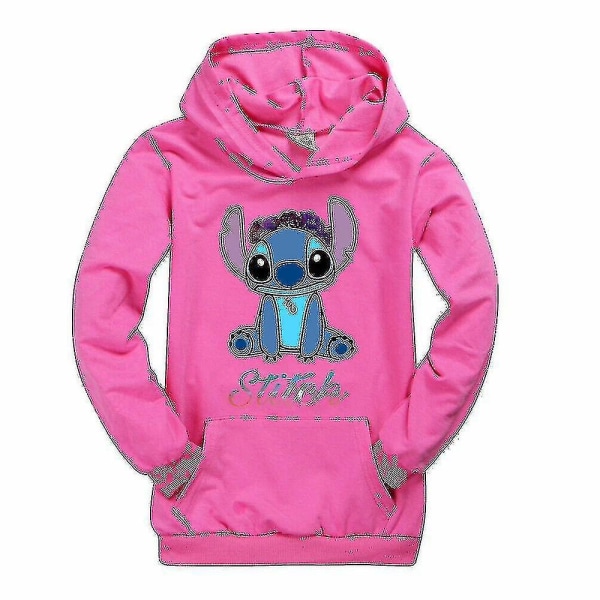 Barn Lilo och Stitch Hoodies Långärmad tröja Rose red