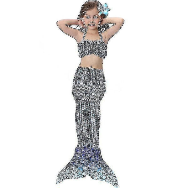 Badkläder för barn för flickor Mermaid Tail Set Rollspelskostymer Simdräkter Dark Blue